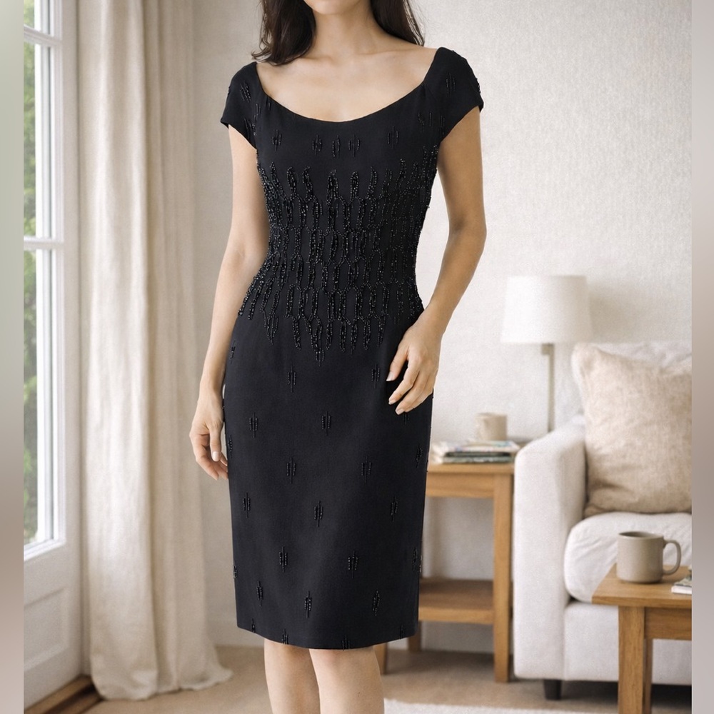 🖤 Vintage Mme Zena Black Beaded Cocktail Dress (San Francisco)